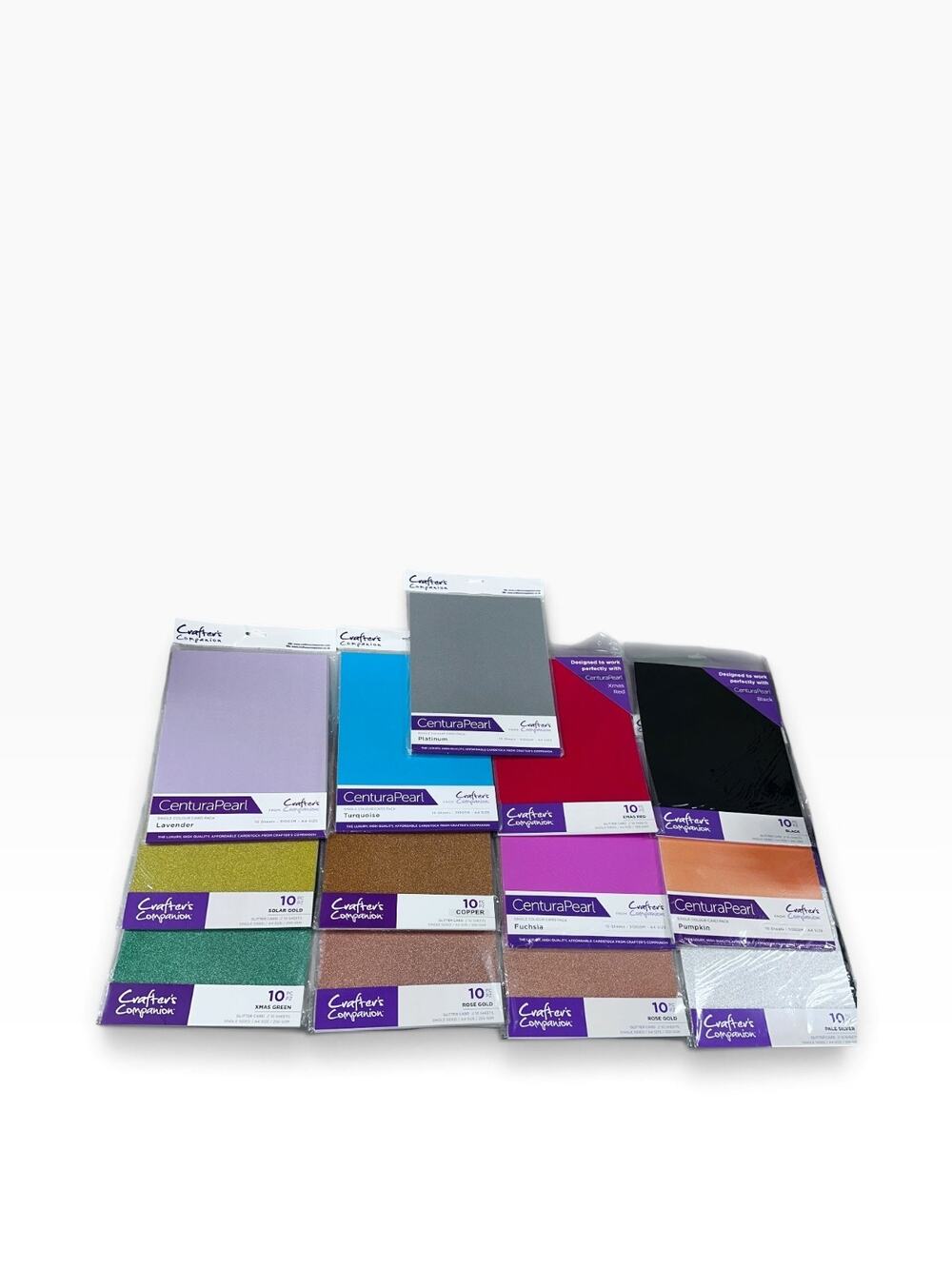 Lot of 13 Crafter's Companion Premium 10 Piece Card Stock Glitter Single Colour